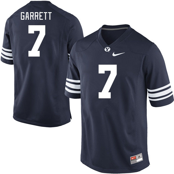 Men #7 Kamden Garrett BYU Cougars College Football Jerseys Stitched Sale-Navy - Click Image to Close